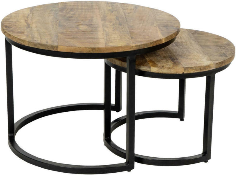 Couchtischset in Holz, Metall 55/55/41 cm