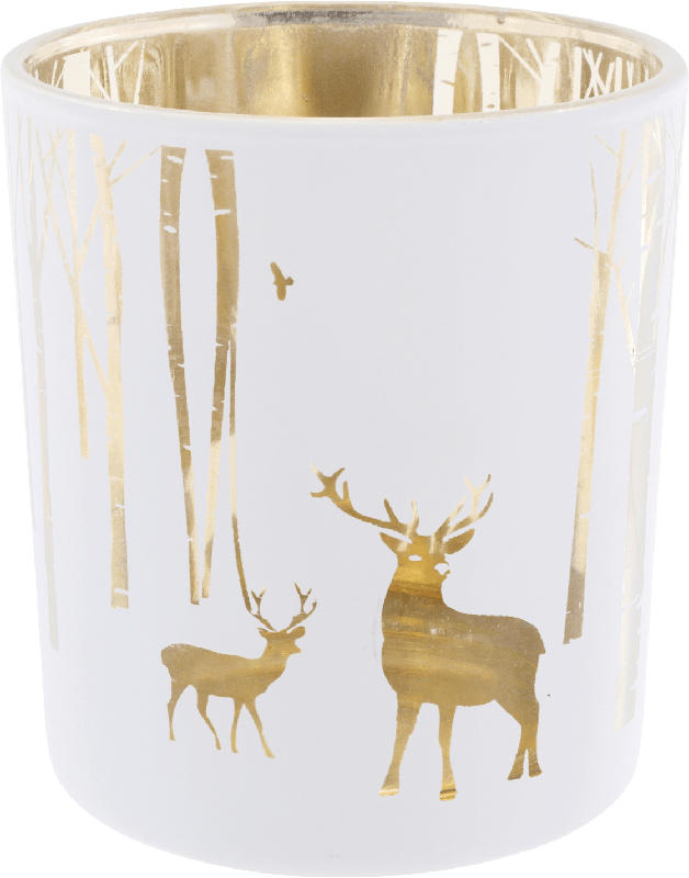 Dekorieren & Einrichten Glaskerzenhalter mit Winterlandschaft weiß-gold