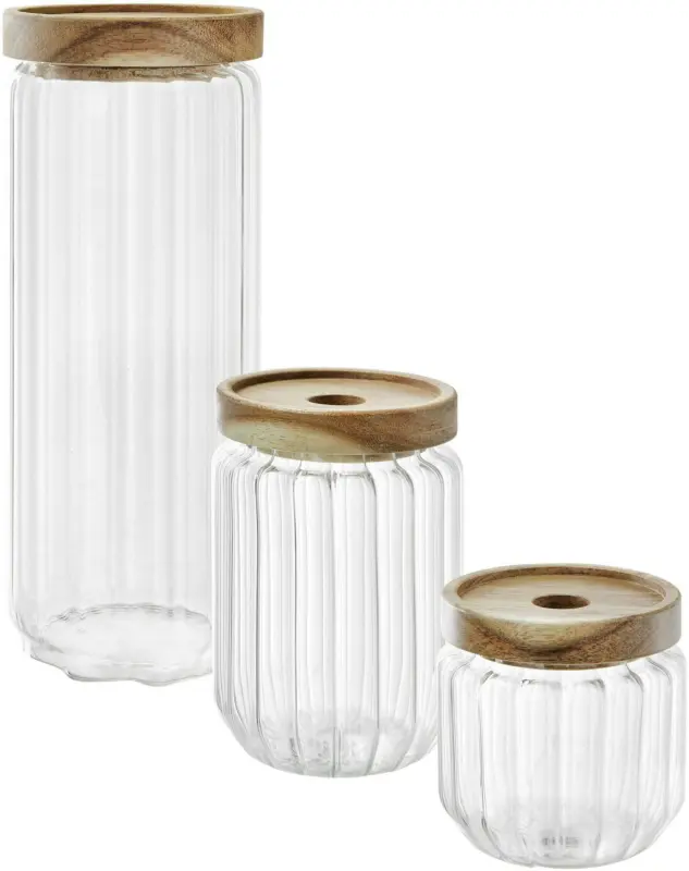 Vorratsdosenset Juna aus Glas/Holz