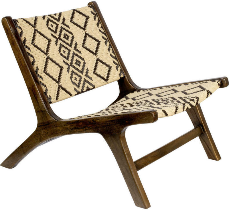 Loungesessel in Creme, Dunkelbraun