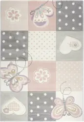 Kinderteppich Butterfly 1 in Rosa ca. 100x150cm