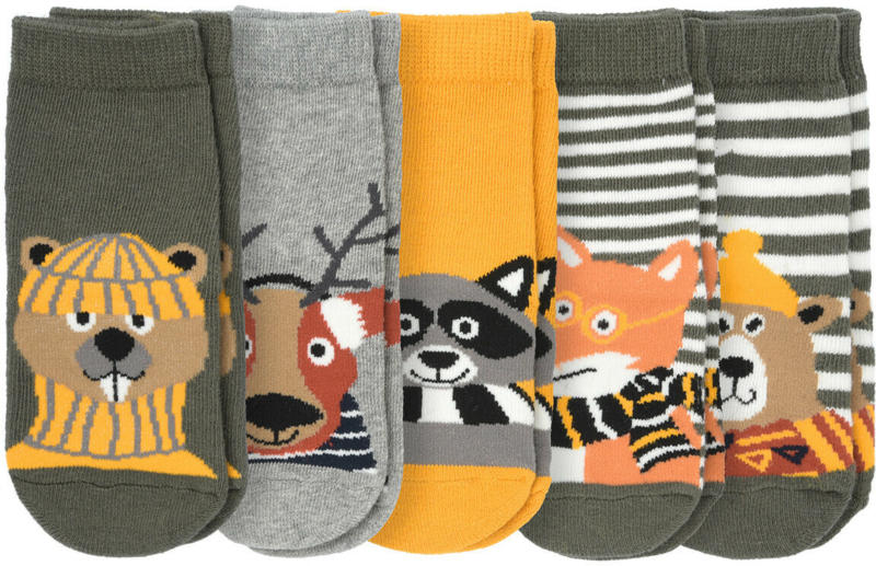 5 Paar Baby Socken mit Tier-Motiven