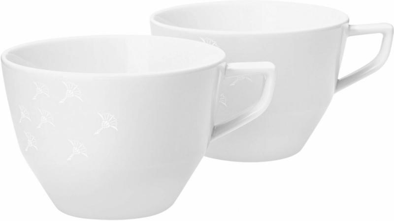 Tassen Set à 2 Stk Faded Cornflower, Weiss Auf Weiss