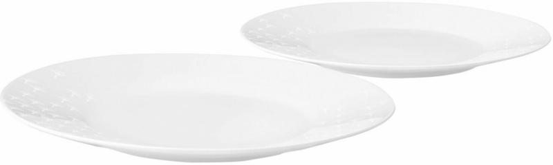 Speiseteller Set à 2 Stk Faded Cornflower, Weiss Auf Weiss