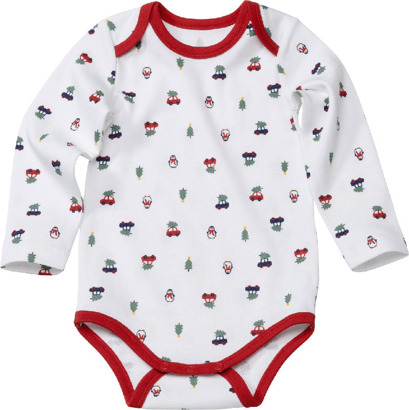 PUSBLU Baby Body, Gr. 98/104, in Bio-Baumwolle, weiß, rot