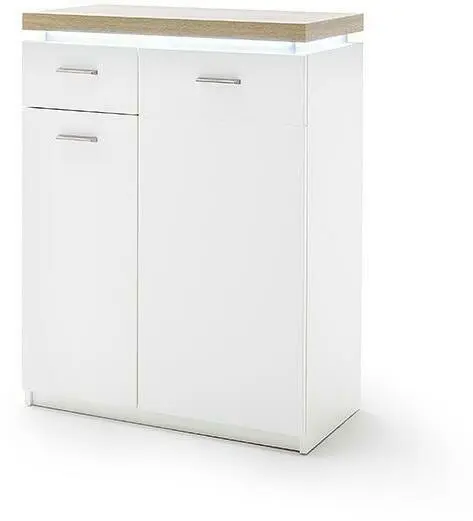 Schuhschrank in Weiß/Eichefarben