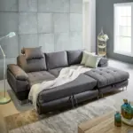 mömax Wohnlandschaft in Grau mit Bettfunktion