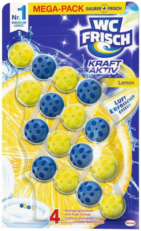 WC Frisch Nettoyant couleur Kraft Aktiv Citron 4 x 50 g -