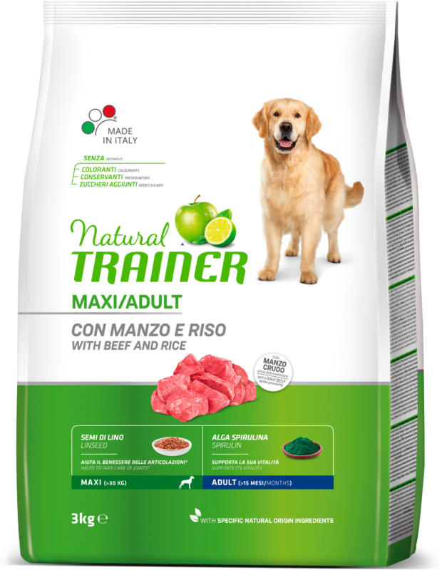 Trainer Nourriture pour chien Natural Maxi Adult boeuf & riz 3kg