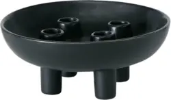 Stabkerzenhalter Hayden aus Steingut in Schwarz