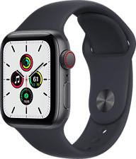 APPLE Watch SE (GPS + Cellular) 40 mm - Smartwatch (Regular 130-200 mm, Fluorelastomer, Space Grau/Mitternacht)