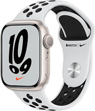 APPLE Watch Nike Series 7 (GPS) 41 mm - Smartwatch (One Size: 130-200 mm, Hochleistungs-Fluorelastomer, Polarstern/Pure Platinum/Schwarz)