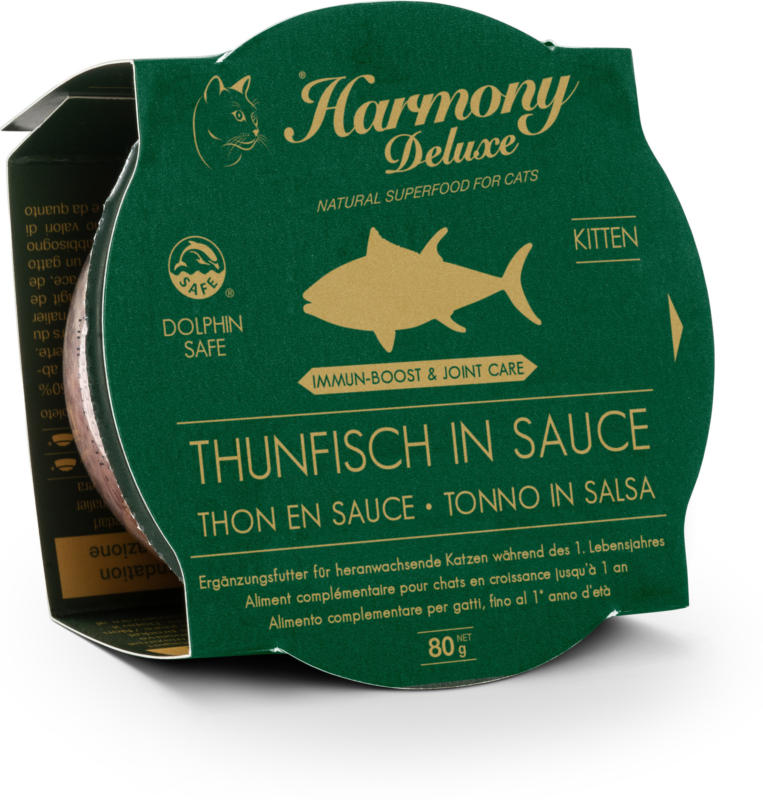 Harmony Cat Deluxe Cup Kitten Thunfisch in Sauce Immun-Boost & Care 80g