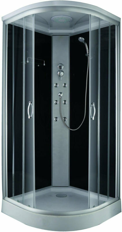 Komplettdusche mit Schiebetür Schwarz 210 cm x 90 cm x 90 cm