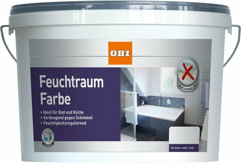 OBI Feuchtraumfarbe Weiß matt 2,5 l
