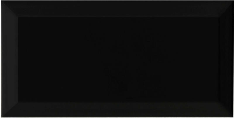 Wandfliese Facette Metro Schwarz glänzend glasiert 10 cm x 20 cm