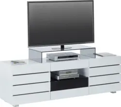 TV-Element in Weiß/Schwarz Hochglanz