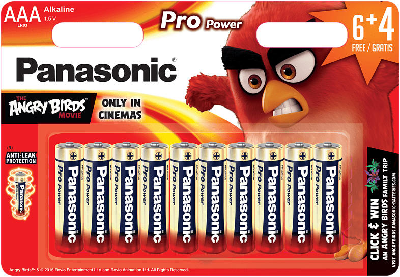 PANASONIC AAA Batterien LR03PPG/10BW 6+4 Angry Birds Mikro 1.5V