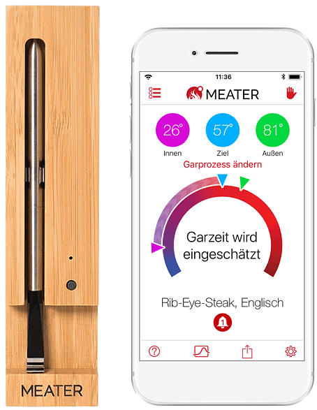 Smart-Fleischthermometer Kabellos (App-Bedienung, 10 Meter Reichweite)