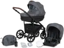Kinderwagenset Milos in Grau, 11-teilig