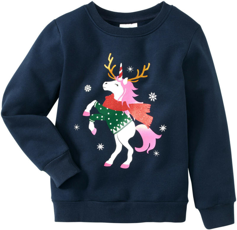 Mädchen Sweatshirt mit Weihnachts-Einhorn