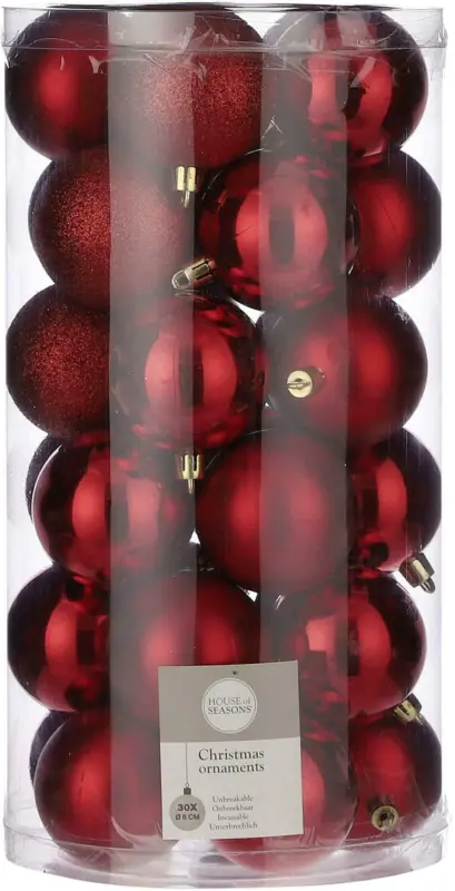 Christbaumkugel-Set Noella in Rot, 30-teilig