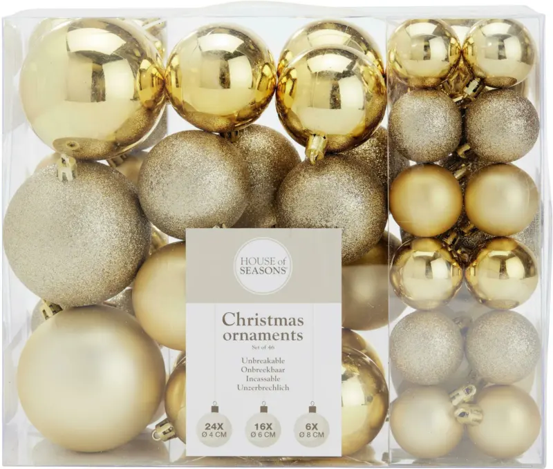 Christbaumkugel-Set Gabriel in Gold, 46-teilig