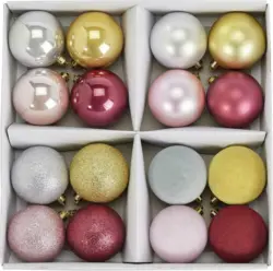 Christbaumkugel-Set Linda in diversen Farben, 16-teilig
