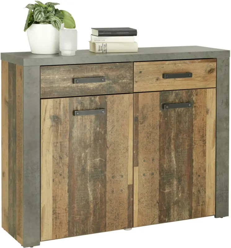 Schuhschrank in Beton- und Holzoptik