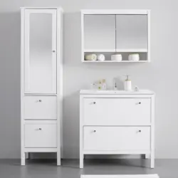 Hochschrank 'Ginevra' mit Spiegel, weiß