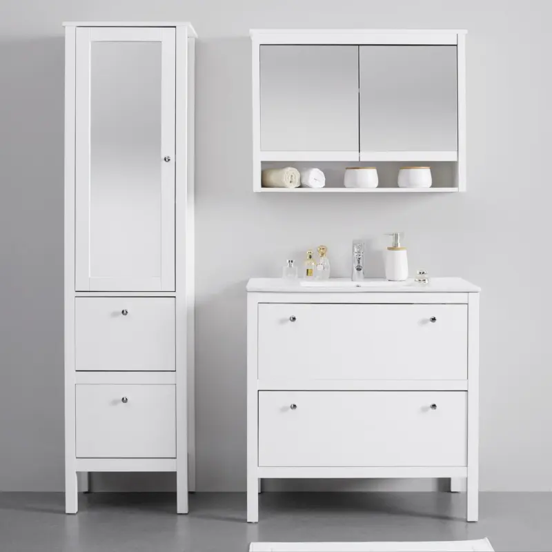 Hochschrank 'Ginevra' mit Spiegel, weiß