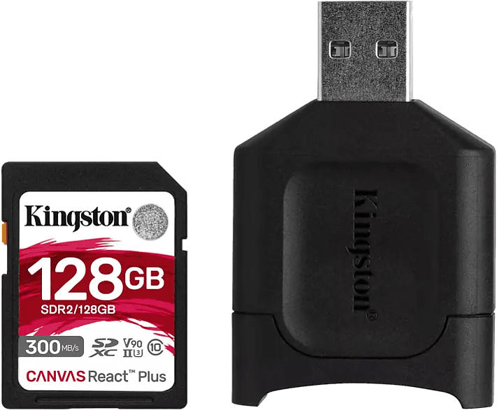 128GB Speicherkarte Canvas React Plus SDXC Kit, R300/W260, UHS-II U3, A1, Class10, Schwarz