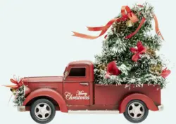 Wanddeko Truck aus Metall in Rot