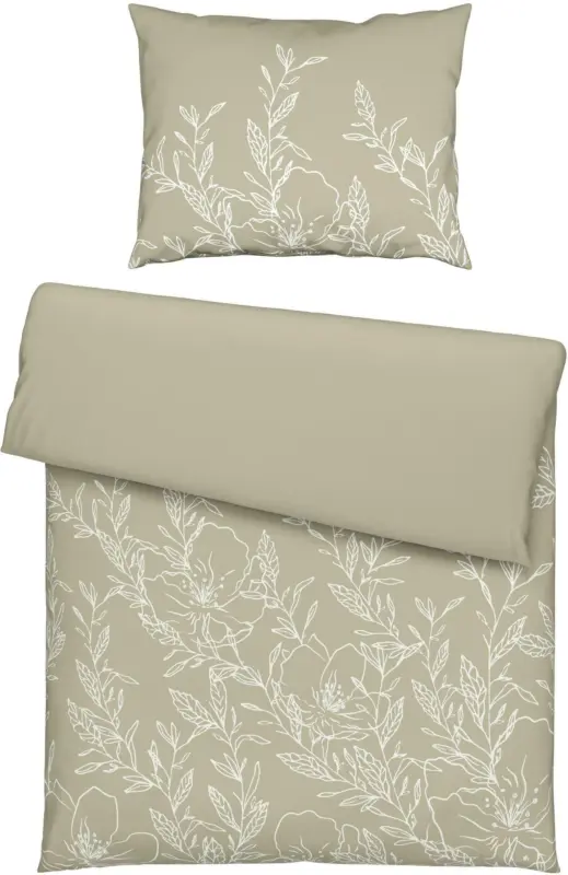 Bettwäsche Leaves Wende in Beige ca. 140x200cm