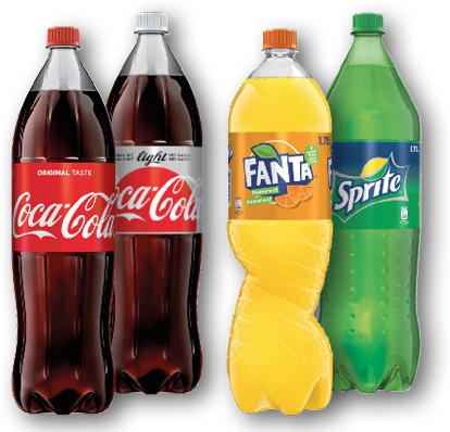 COCA COLA, FANTA, SPRITE, KINLEY TONIC 1,5-1,75L