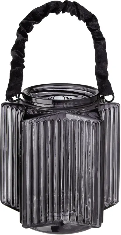 Windlicht in Dunkelgrau Ø/H ca. 14/16 cm 'Malin'