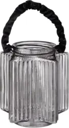 Windlicht in Hellgrau Ø/H ca. 14/16 cm 'Malin'