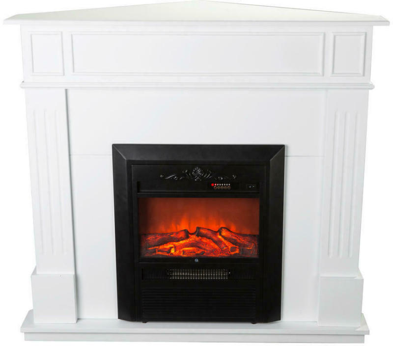 Bhp Elektrischer-kamin Bg00449 Weiß Schwarz Mdf Metall B/h/t: Ca. 109x100x68 Cm