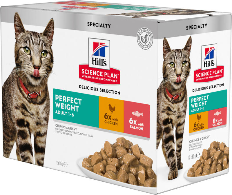 Hill's Science Plan Adulte Perfect Weight au Poulet & au Saumon Mutlipack 4x12x85g