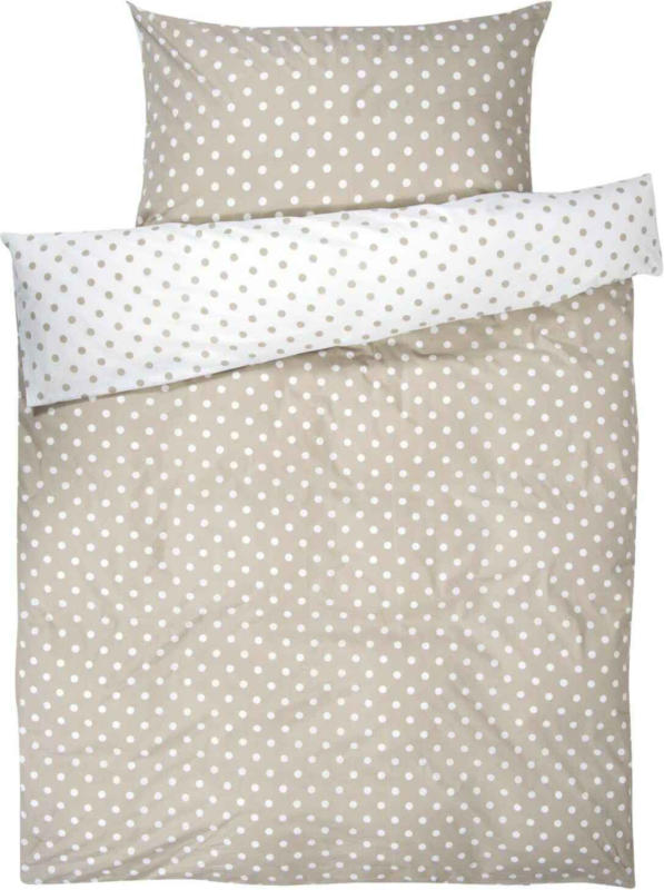 Biancheria da letto color beige e bianco a pois -  (Prezzo per le dimensioni più piccole)