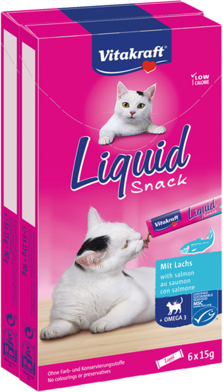 Vitakraft Duopack Cat Li­quid-Snack Lachs + Omega 3