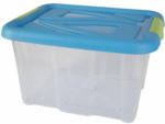ROFU Kinderland Aufbewahrungsbox mit Deckel - 17 L -transparent/blau