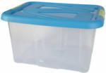 ROFU Kinderland Aufbewahrungsbox mit Deckel - 30 L - transparent/blau