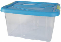 Aufbewahrungsbox mit Deckel - 30 L - transparent/blau