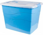 ROFU Kinderland Aufbewahrungsbox mit Deckel - 80 L - transparent/blau