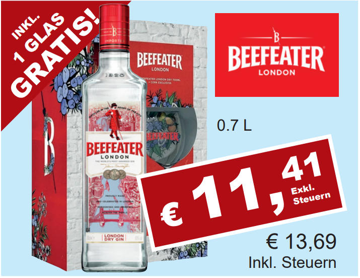 Beefeater Gin inkl. 1 Glas gratis