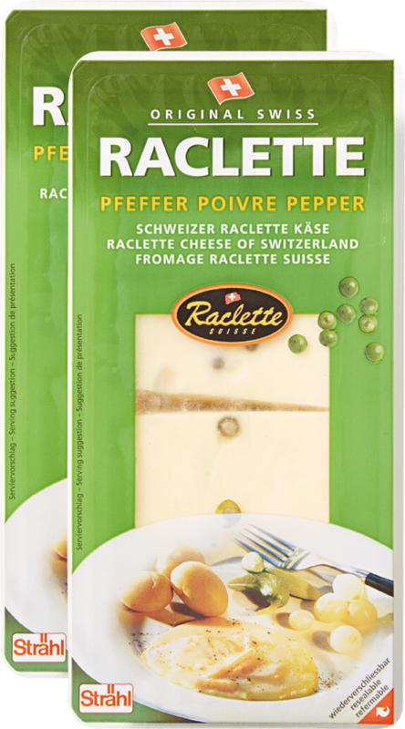 Original Swiss Raclette, Pfeffer, in Scheiben, 2 x 300 g