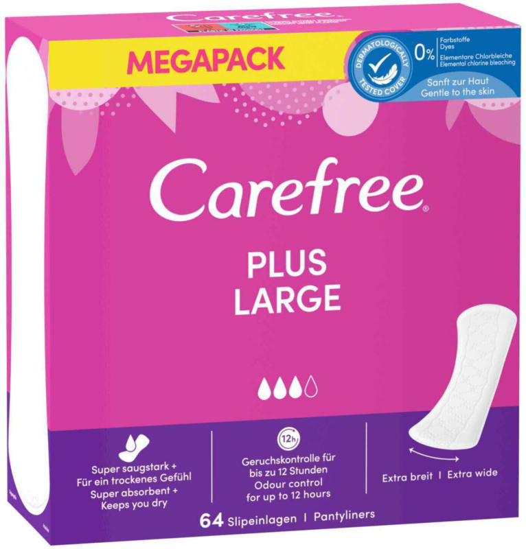 Carefree Slipeinlagen Plus Large MEGAPACK 64 Stück -