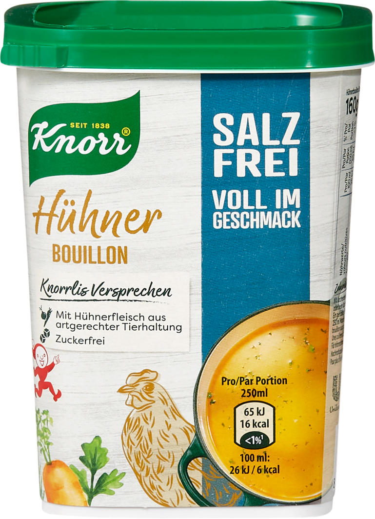 Profital Bouillon de poule granulé Knorr , sans sel, 160 g CHF 6,95 au lieu de CHF 10,85 chez