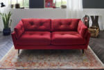 Sofa Jamaica 3-Sitzig Stoff Rot Füße Holz Metall